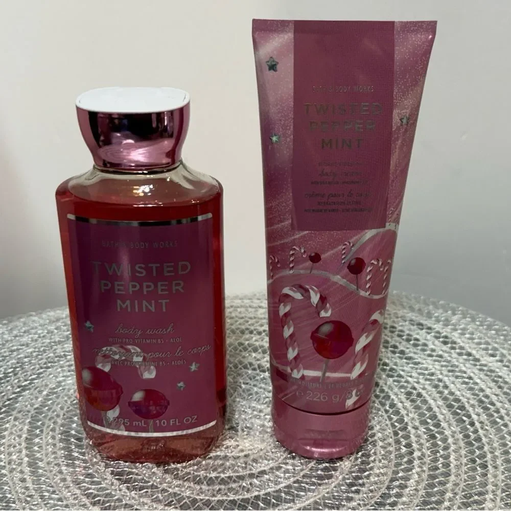 BBW Twisted Peppermint Body Cream and Body Wash Set of 2 NWT